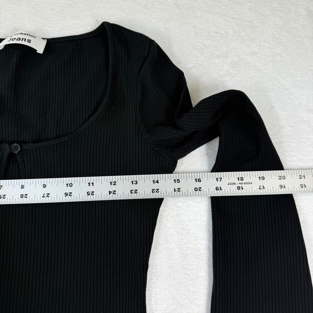 Reformation Black Long Sleeve Ribbed Mini Dress Size Small - Picture 3 of 9